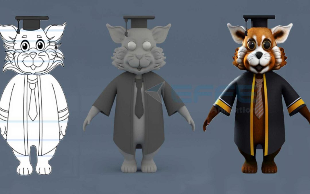 Red Panda Animal 3D Character Modeling and Animation Video