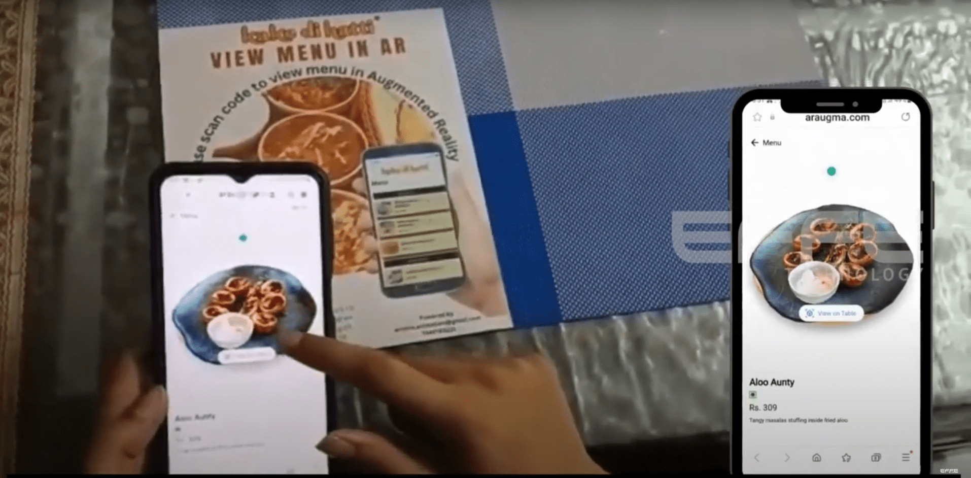 AR experience in restaurant, food industry